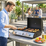 Outsunny 7.5 Kw Portable Portable Gas Plancha Bbq Grill With 3 Burner, Black