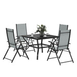 5 Pcs Garden Dining Set, Folding Chairs And Metal Top Table | Gray