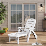 Living and Home Outdoor Plastic Foldable Garden Poolside Lounger Recliner With Wheels