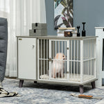 Dog Crate End Table W/ Cushion, 98x48x70.5cm - Grey