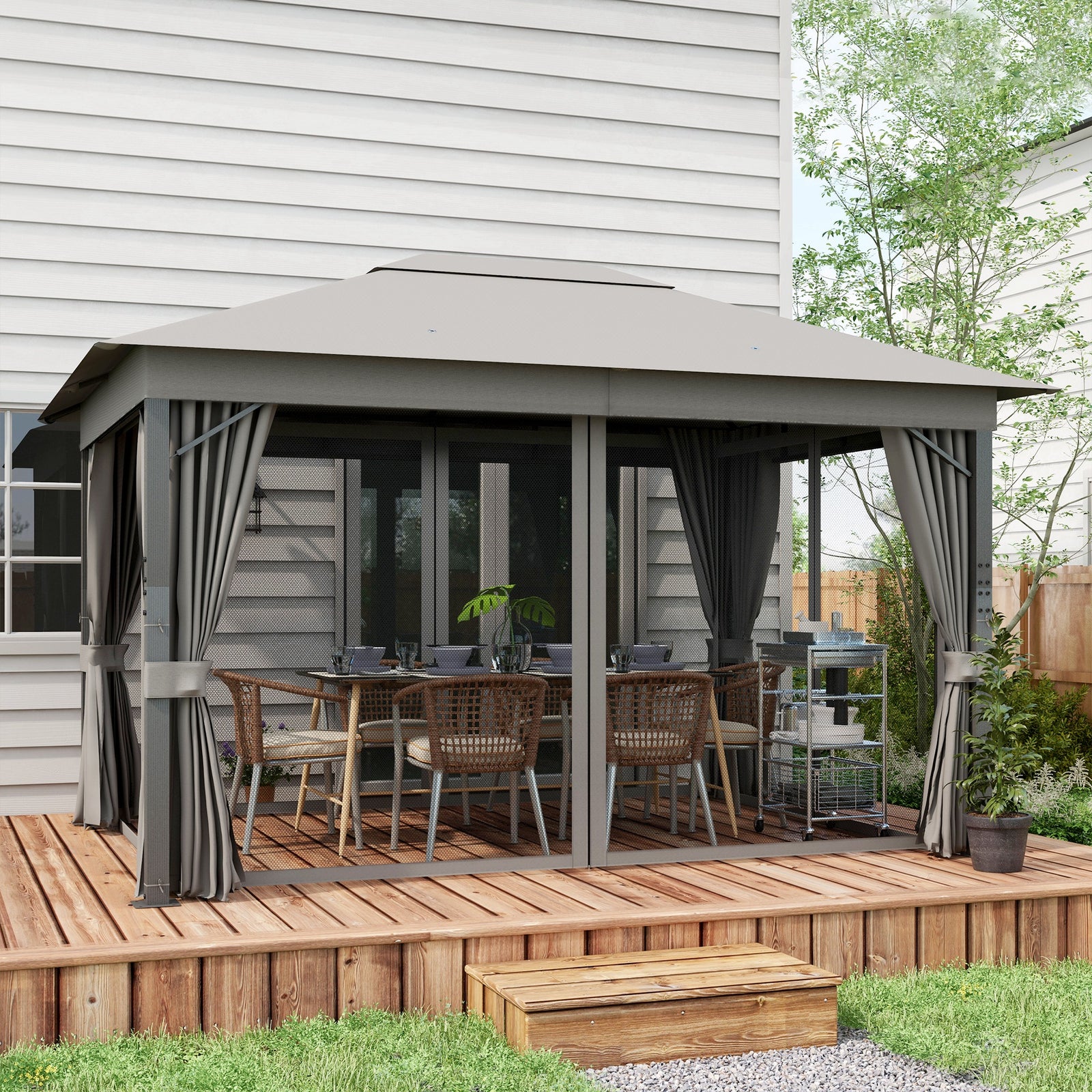 4 X 3metre Patio Gazebo Garden Shelter W/curtains Netting