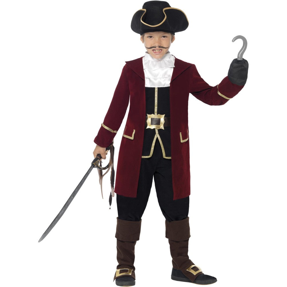 Deluxe Pirate Captain Costume, Kids | Small