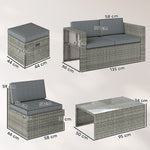 6 Piece Rattan Garden Furniture Set, Nesting Patio Conversation Set