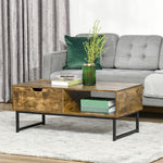 Industrial Coffee Table With Shelf And Drawer