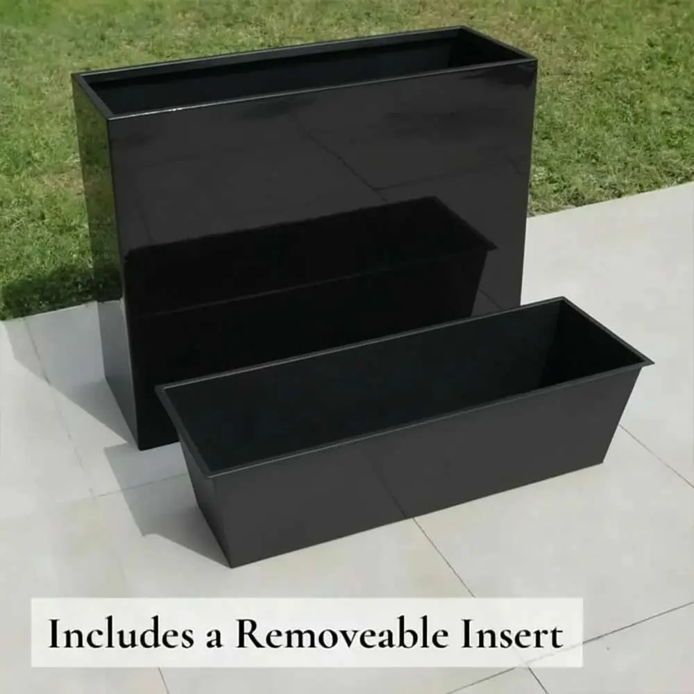 Long Zinc Galvanised Tall Trough Planter | 100cm x 35cm x 80cm | Black Gloss