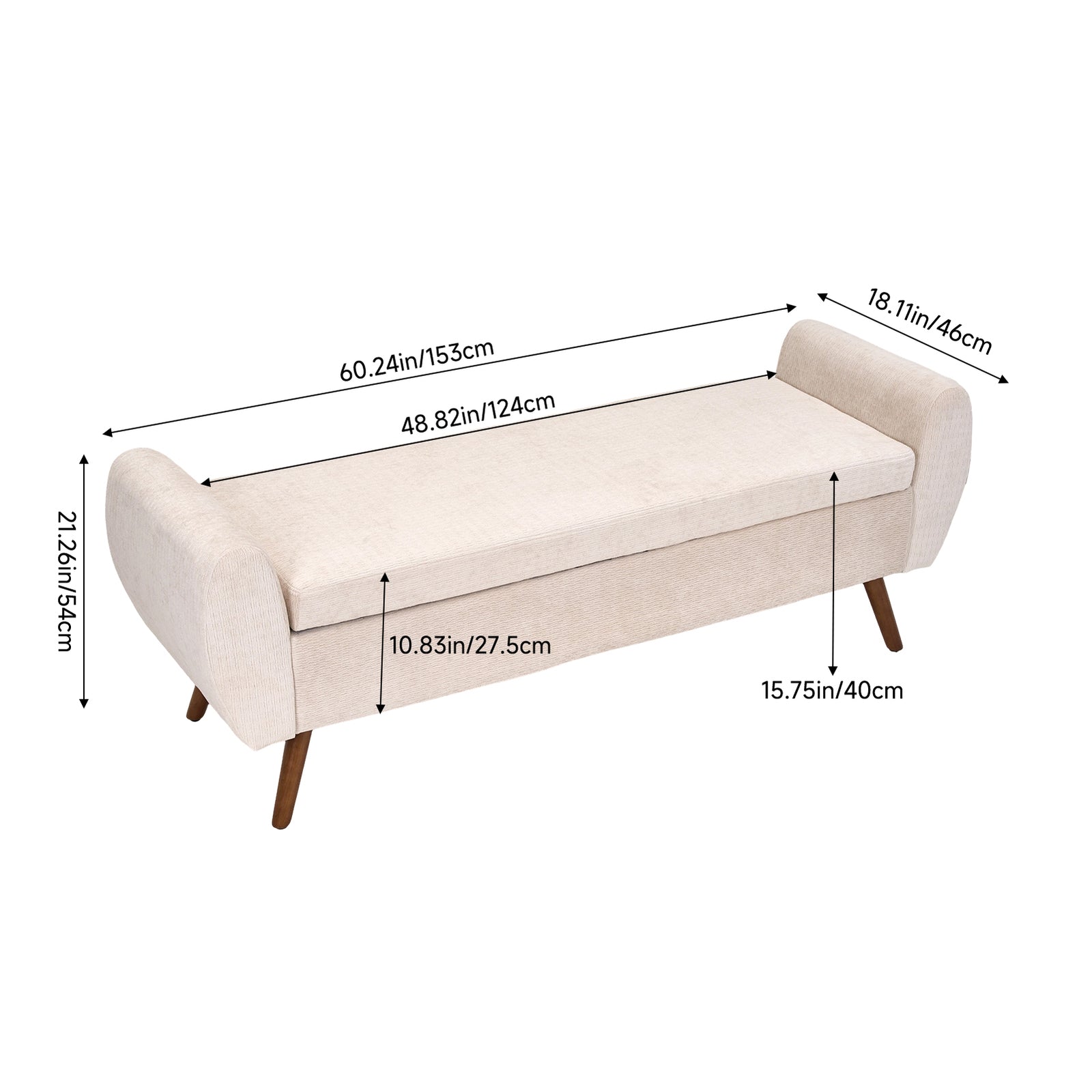 Breeins Chenille Upholstered Storage Bench