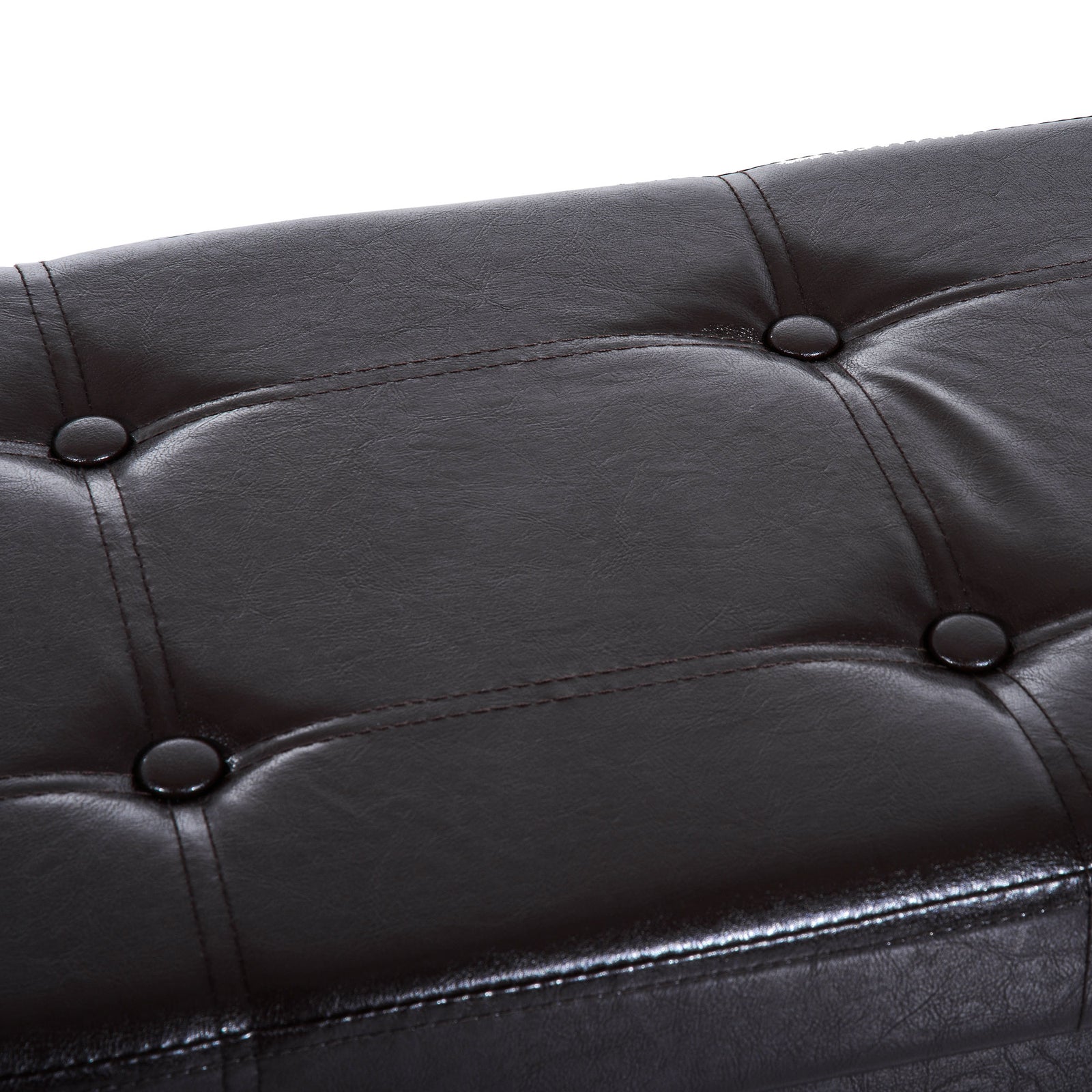 Pu Leather Storage Bench, Tufted Footrest | Brown