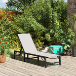 Folding Sun Lounger, 5-position Adjustable Sunbed | Light Grey