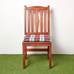 Tartan Check Seat Pad With Button Straps 100% Cotton, 40 X 40 Cm | Set of 4 | Red