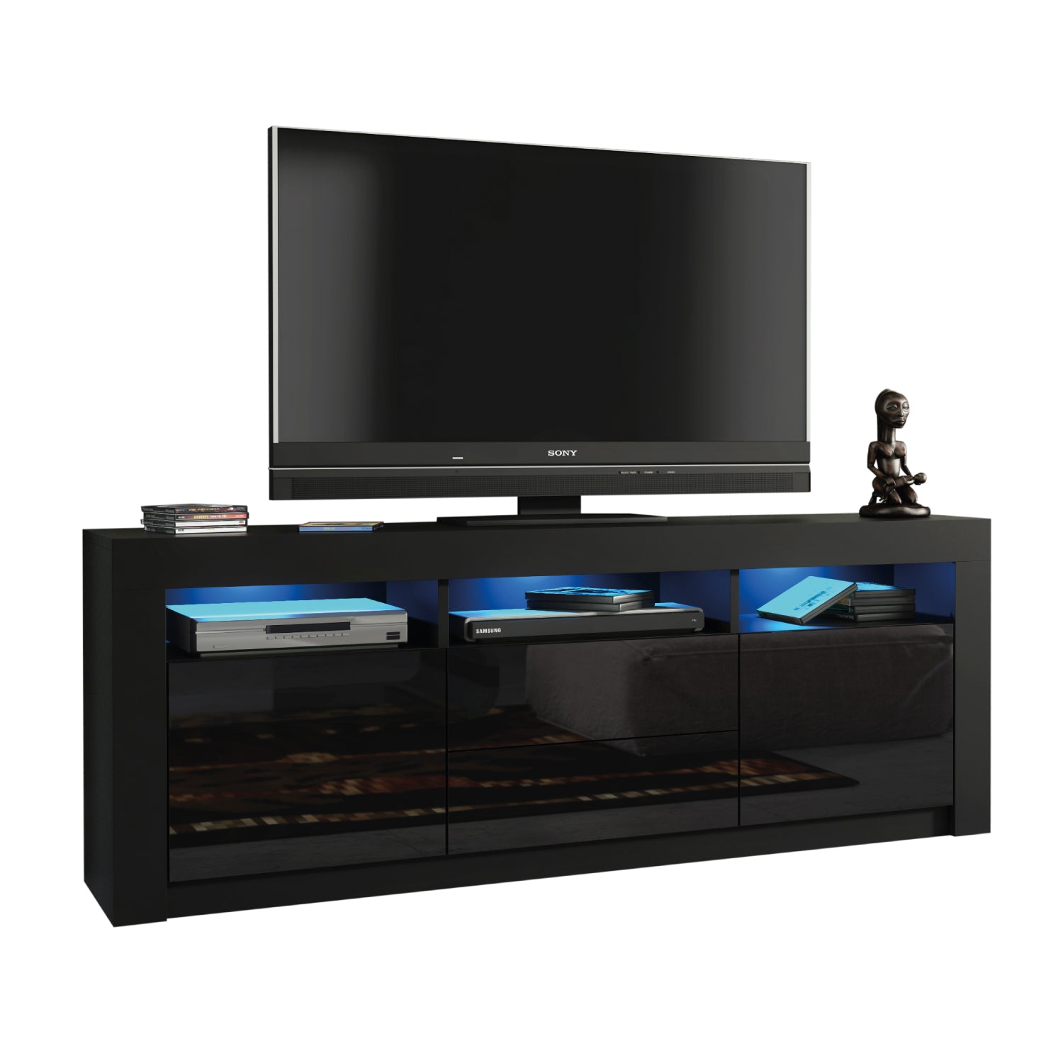 Shine Tv Unit 160cm With Led Lights | Black