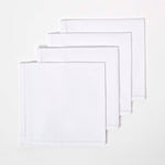 Plain Cotton Fabric 4 Napkins Set | 45cm x 45cm | White