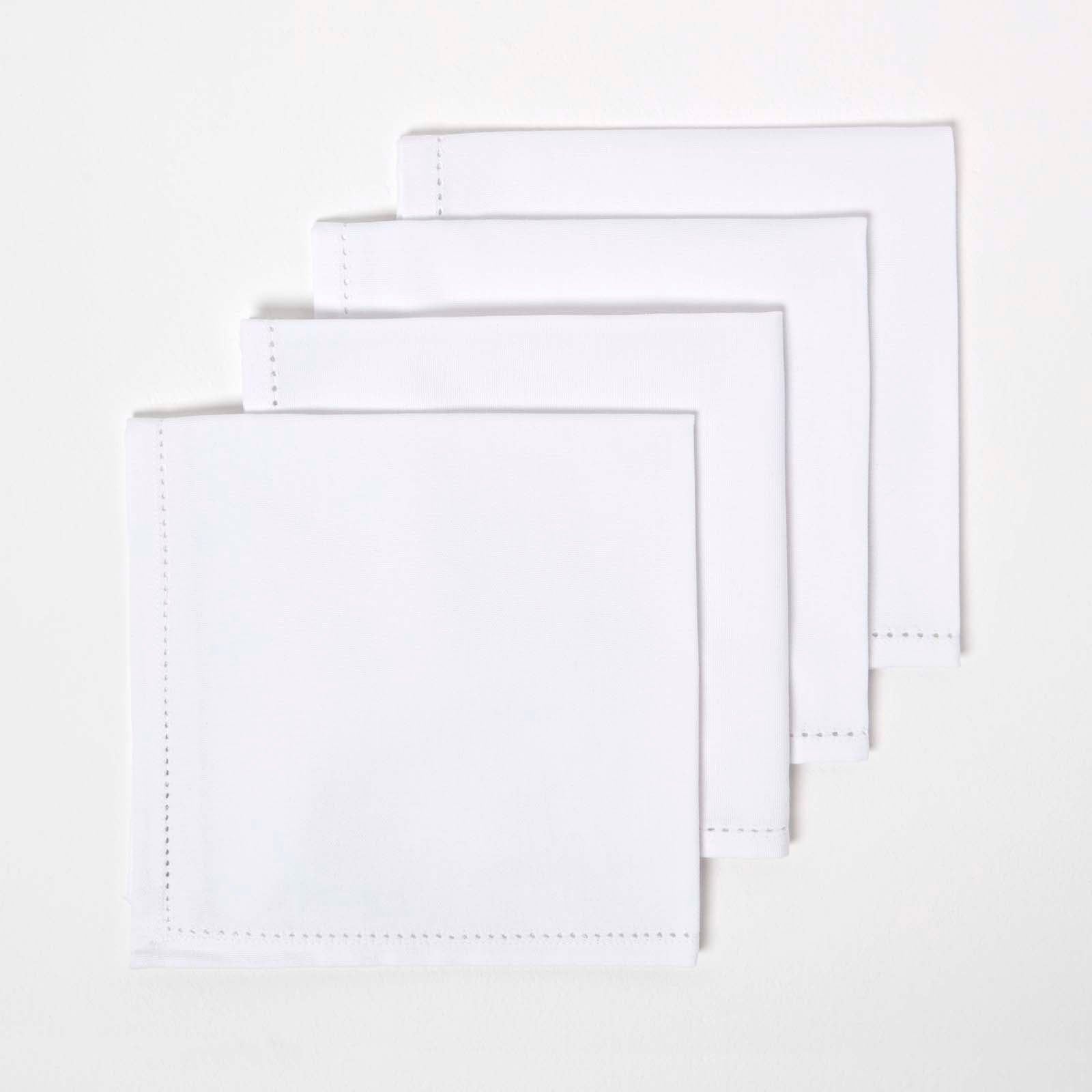 Plain Cotton Fabric 4 Napkins Set | 45cm x 45cm | White