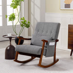 Modern High Back Rocking Chair With Solid Wood Legs | Grey