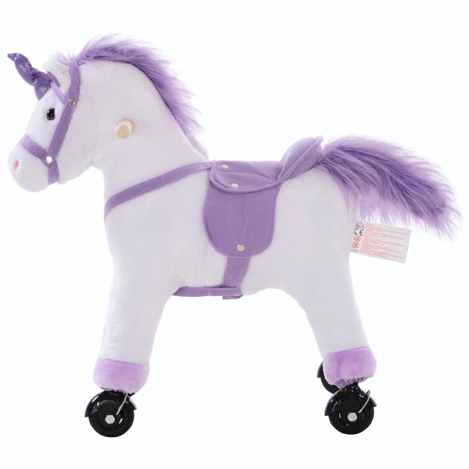 Kids Plush Ride-on Unicorn Walking Horse Toy W/realistic Sound Handlebar