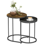 Nesting Side Table Set Of 2, Industrial Round Nest Of Tables | Rustic Brown