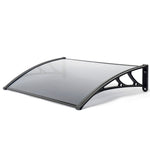 1m Grey Door Canopy Uv Stabilised Solid Polycarbonate Rain Shelter Black Brackets