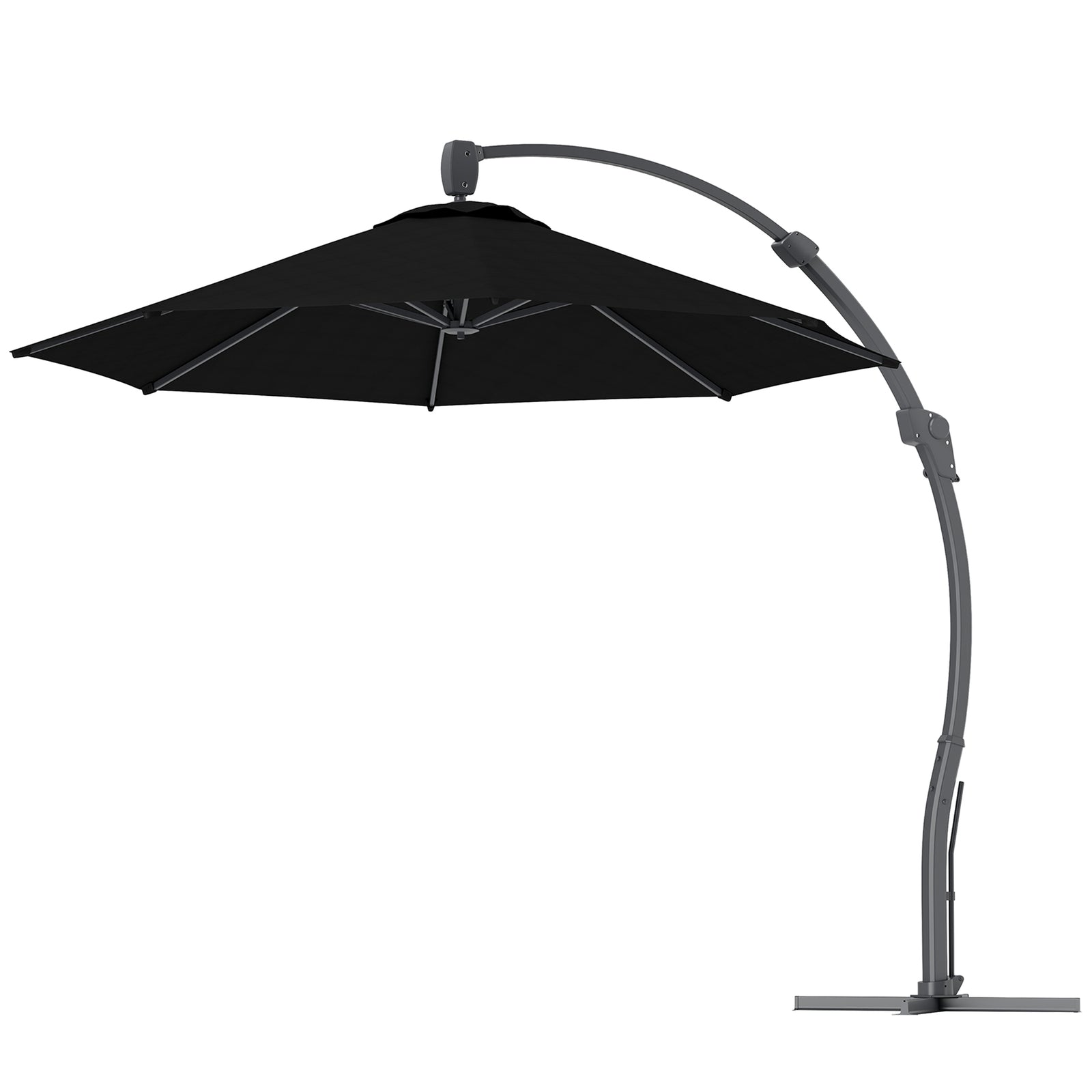 3(m) Garden Cantilever Parasol With Crank Aluminium Frame | Black