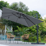 Large Square Patio Parasol With Durable Polyester Canopy, Pa Waterproof Coating, Adjustable Height, 360° Foot Pedal Rotation With Cross Base & Square Base | One Size | Dark Gray