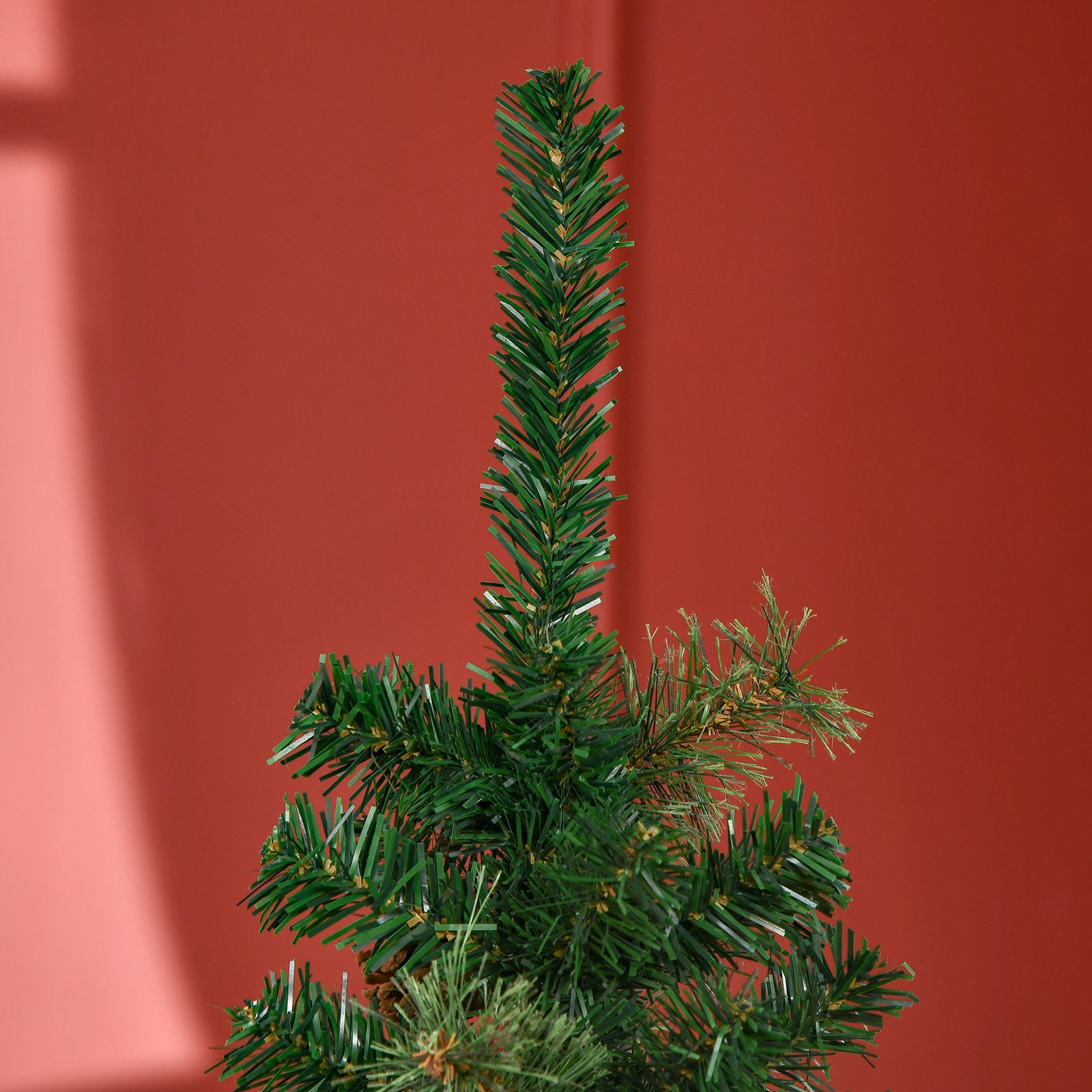 5.5/6.5ft Artificial Slim Christmas Tree With Pine Cones | 5.5ft | Green