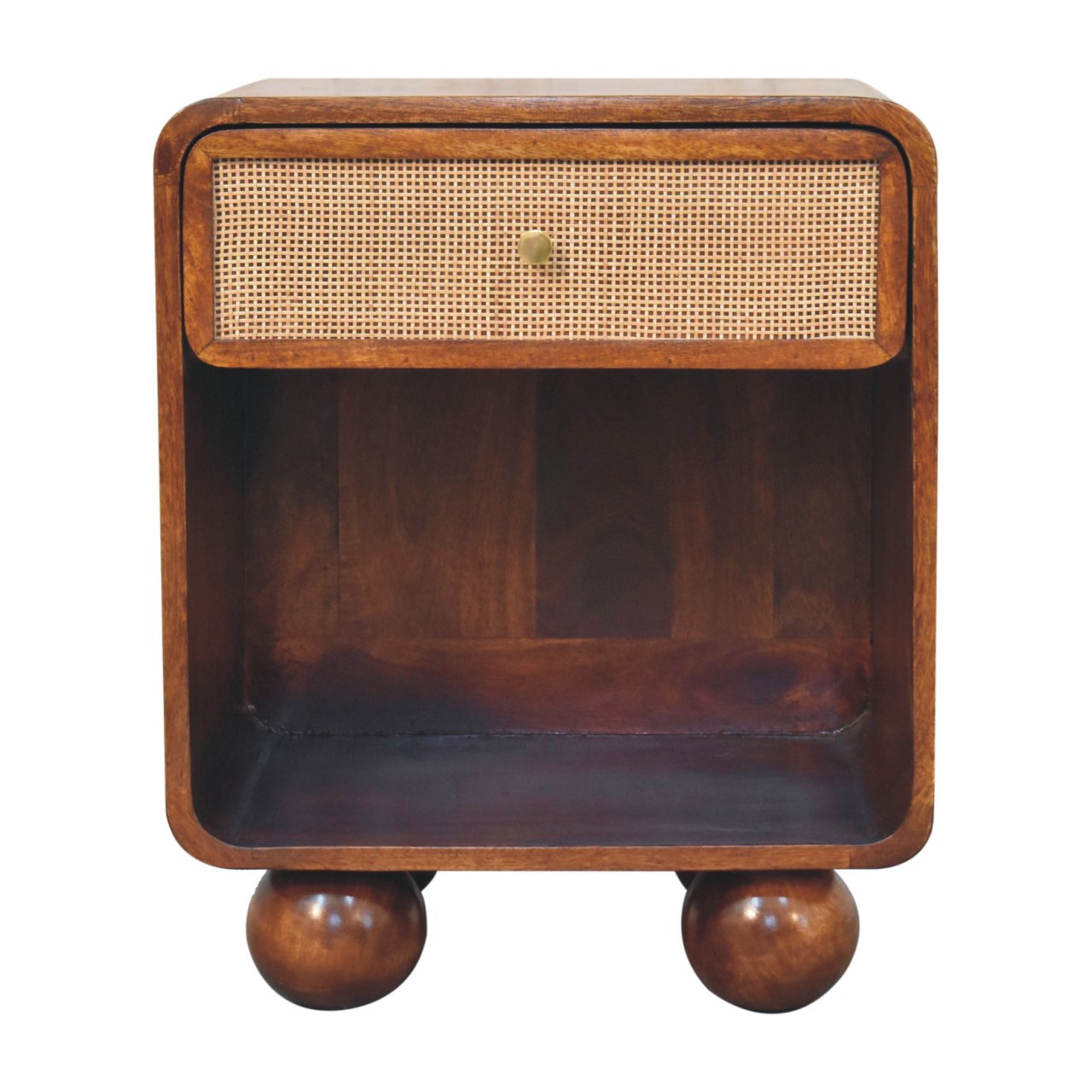 Solid Wood Chestnut Open Woven Bedside