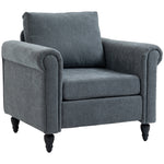 Vintage Armchair Fabric Accent Chair With Wood Legs | One Size | Gray