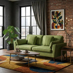 2-seater Chenille Upholstered Sofa With Pillows | Green