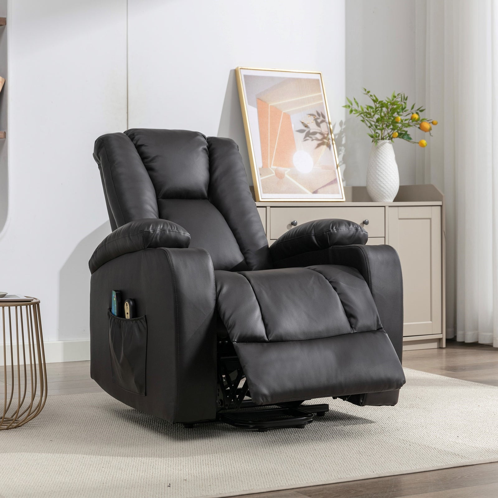 Hartville Electric Lift Assist Riser Recliner With Massage And Heat | Black