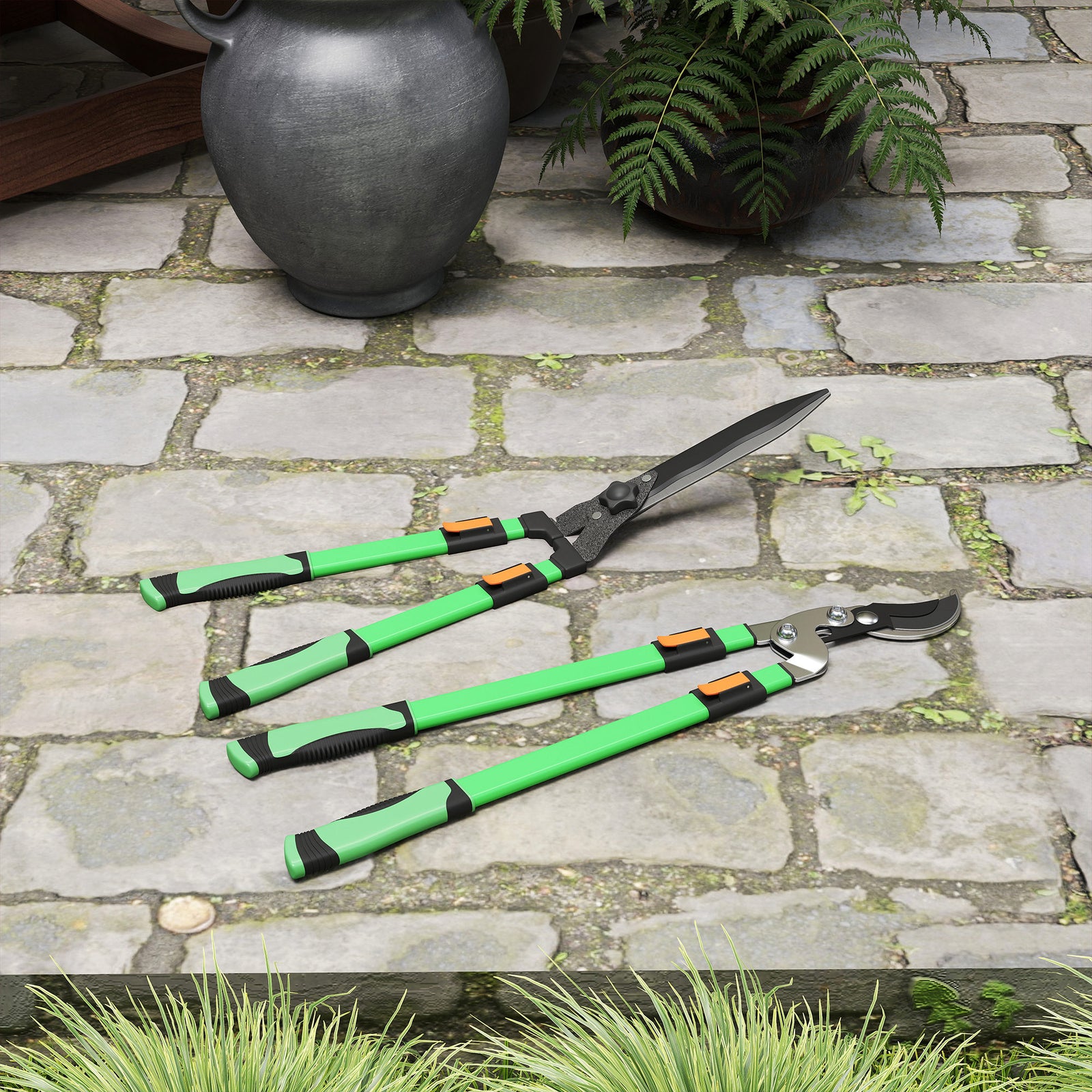 2 Pcs Garden Shears Set With Telescopic Extendable Handles