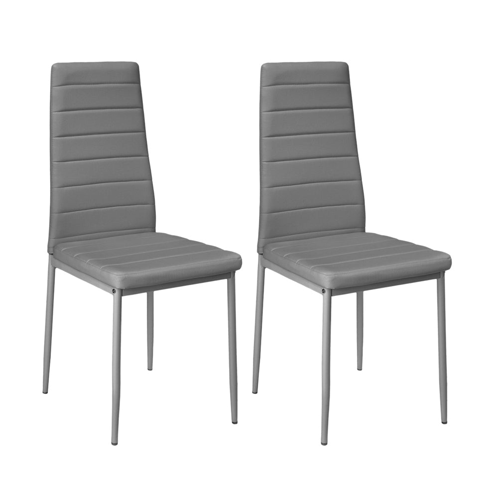 Set Of 2 Modern Faux Leather Armless High Back Dining Chairs | Set of 2 | Grey