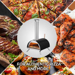 Gas & Wood Fuel Pizza Oven Built-in Thermometer & Pizza Paddle Black/silver
