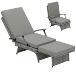 Foldable Rattan Garden Recliner Chair W/ Cushion, Footrest | Light Grey
