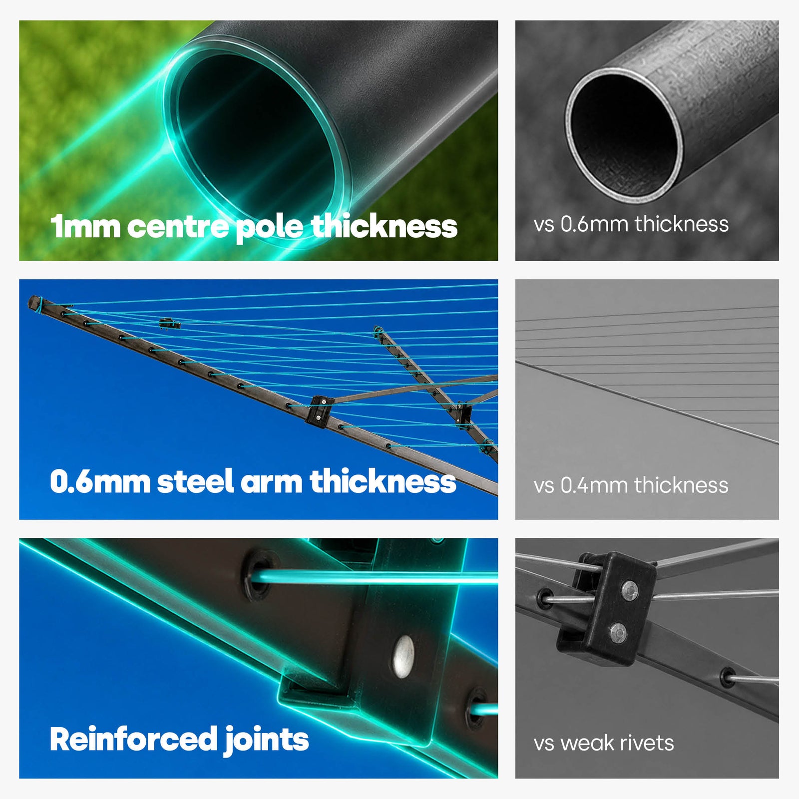 4-arm Rotary Clothes Airer - Charcoal