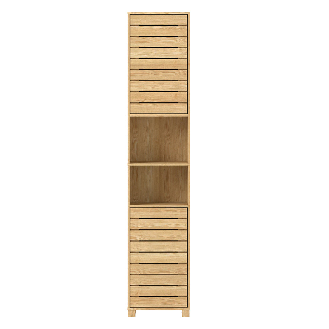 Bathroom Storage Cabinet Hallway Tall Cupboard Adjustable Shelf Oak