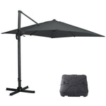 Large Square Patio Parasol With Durable Polyester Canopy, Pa Waterproof Coating, Adjustable Height, 360° Foot Pedal Rotation With Cross Base & Fillable Base | One Size | Dark Gray