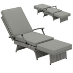 Foldable Rattan Garden Recliner Chair W/ Cushion, Footrest | Light Grey