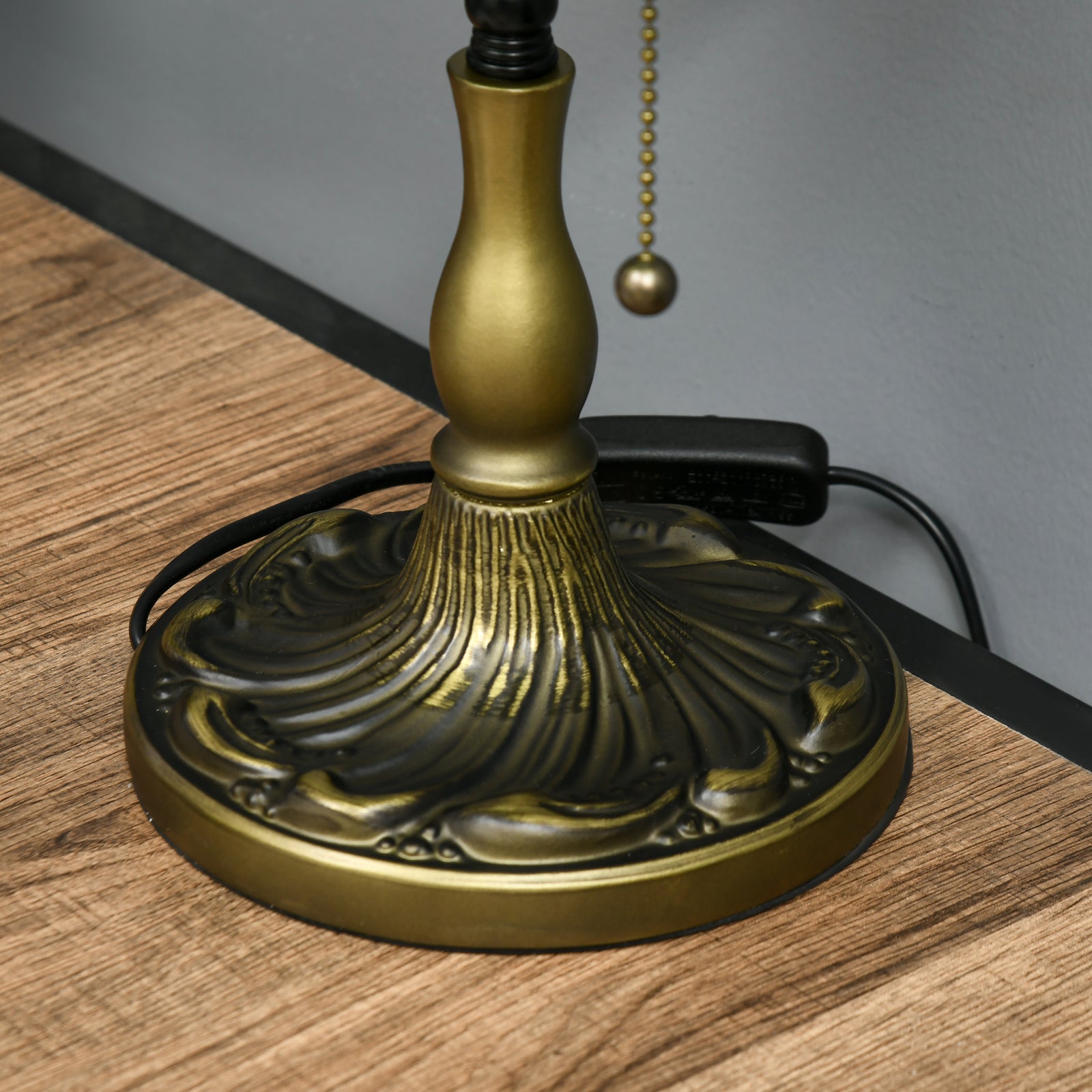 Stained Glass Table Lamp, Vintage Lamp With Green Shade