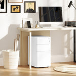 Steel Filing Cabinet With Lock And Wheels For Home Office | One Size | White