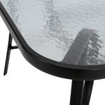 Square Tempered Glass Outdoor Coffee Table With Parasol Hole - 105cm X 72cm H