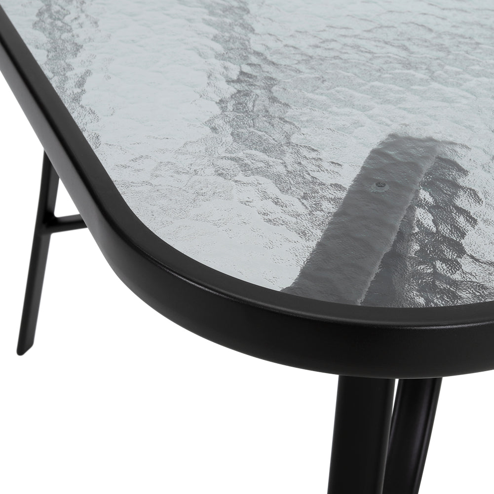 Square Tempered Glass Outdoor Coffee Table With Parasol Hole - 105cm X 72cm H