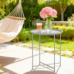 46cm Round Garden Table Side Table With Removable Tray | White