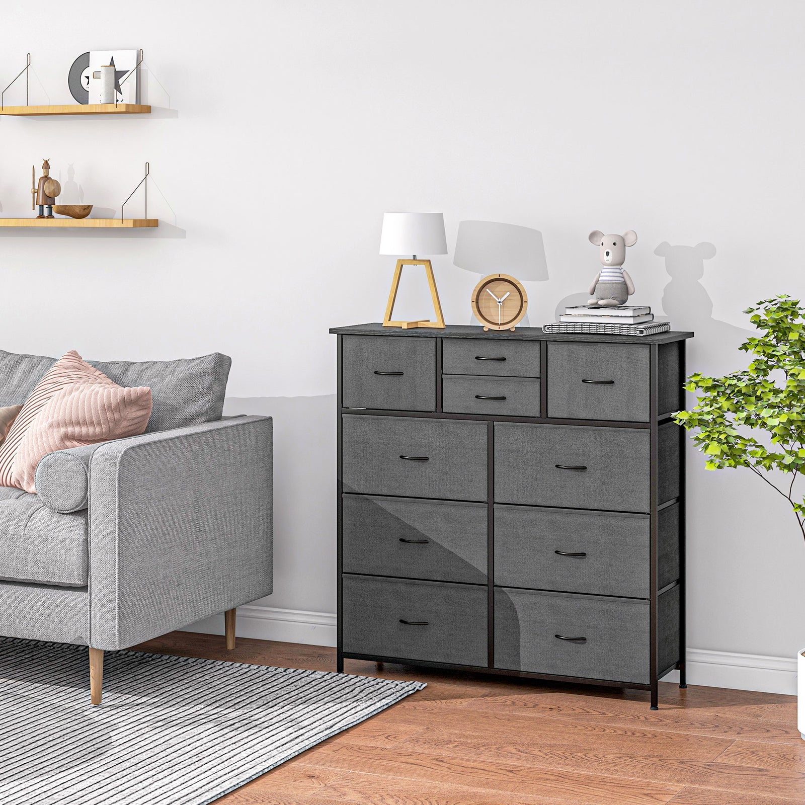 Bedroom Chest Of Drawers Fabric Dresser Foldable Drawers | One Size | Black