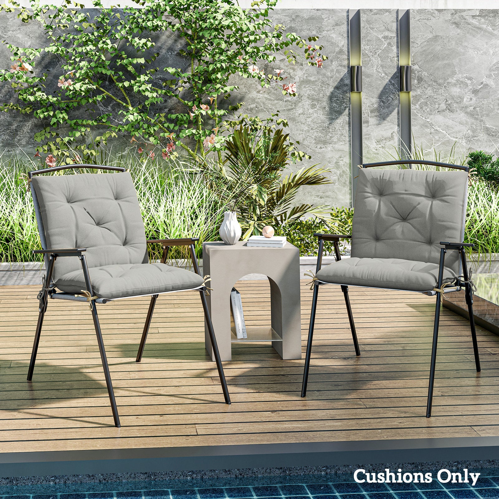 Garden Chair Cushions, Set Of 2 | Light Grey