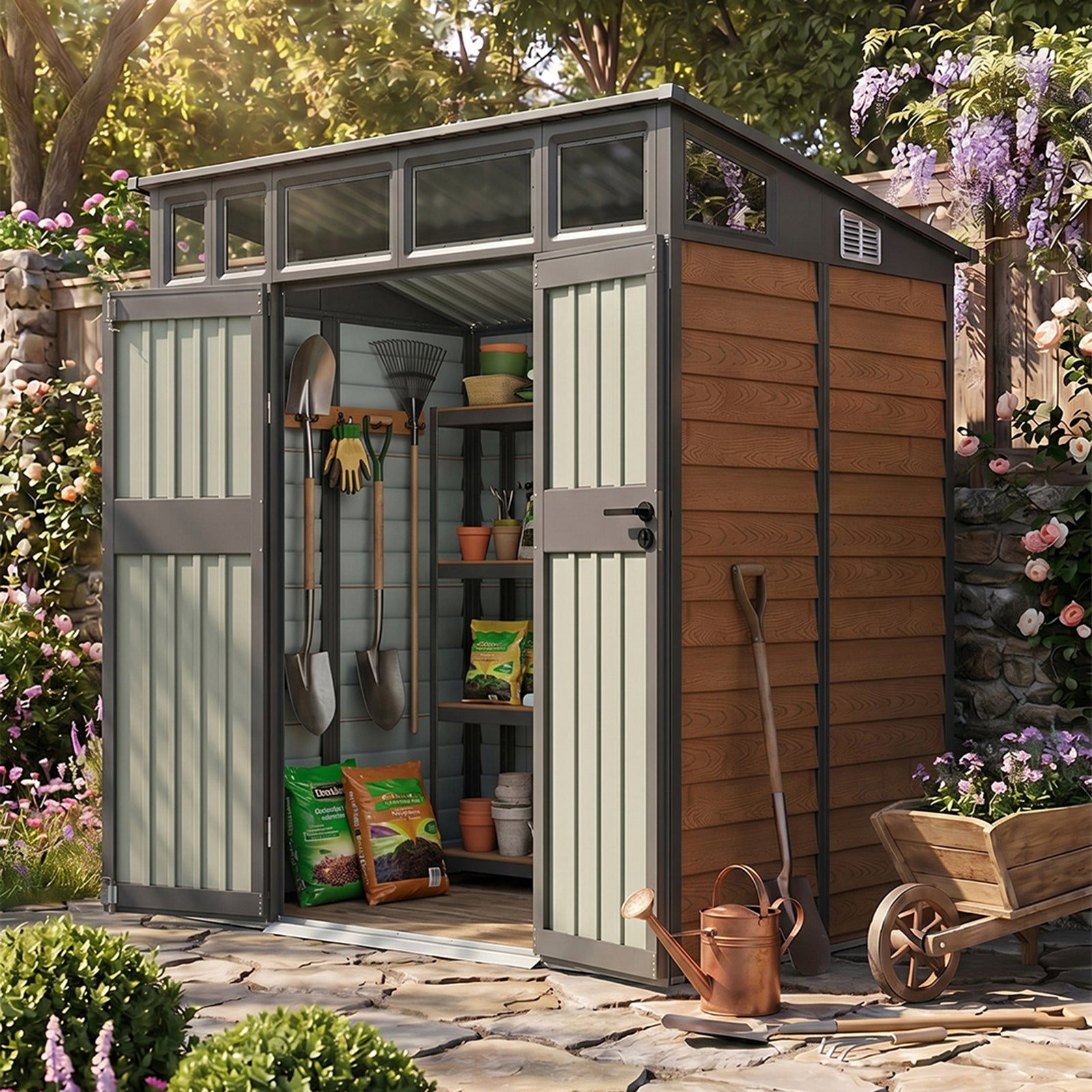 Breeins 8x7 Ft Large Metal Garden Tool Storage Shed