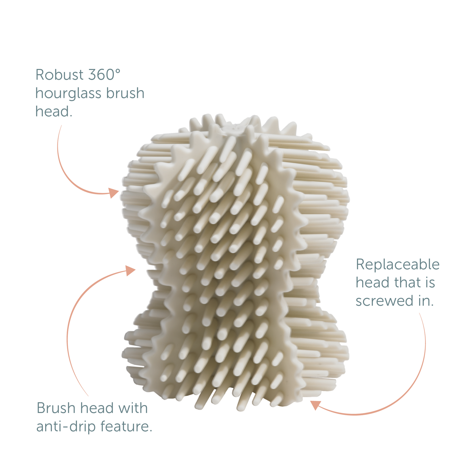Recycled Toilet Brush Head - Replaceable with a robust 360° hourglass shape - Made in the UK | Stone