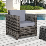 Patio Rattan Wicker Furniture Single Cube Chair Sofa Outdoor | Gray