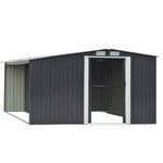 10.83  x 10.3 FT Waterproof Outdoor Metal Shed Garden Storage Tool Shed Apex Roof Double Door With Log Storage Store