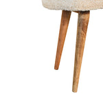 Solid Wood Cream Boucle Nordic Bench