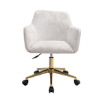 Velvet Upholstered Home Office Swivel Task Chair With Flared Arms