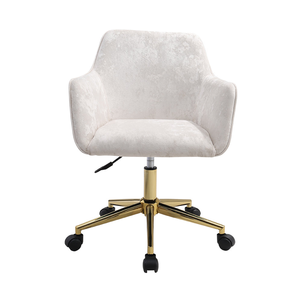 Velvet Upholstered Home Office Swivel Task Chair With Flared Arms