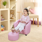 Kids Mini Sofa Children Armchair With Ottoman For Bedroom Playroom Pink